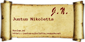 Justus Nikoletta névjegykártya